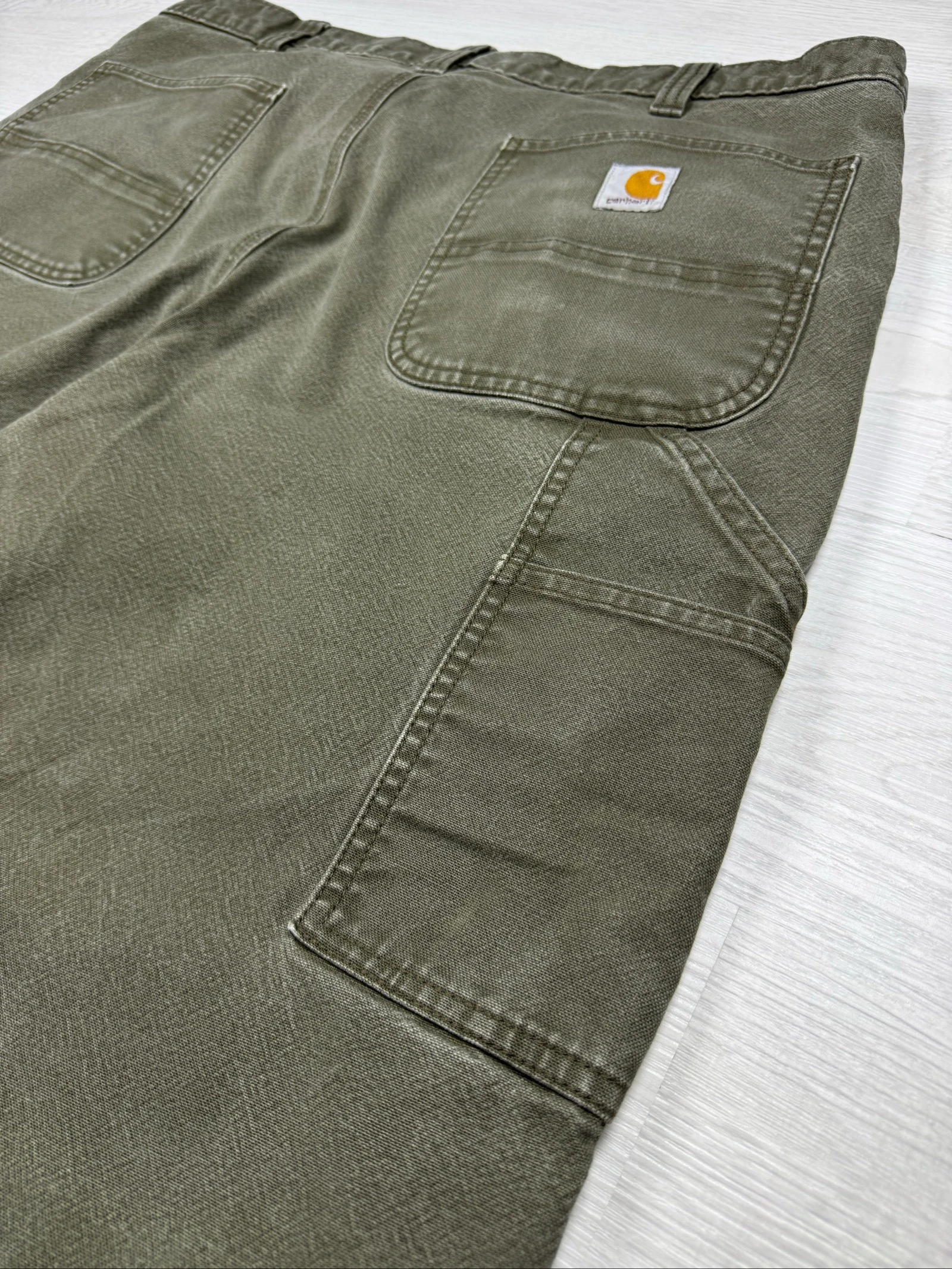 Carhartt Carpenter Pants Olive Green Vintage Workwear Wide Leg Utili – photo 19